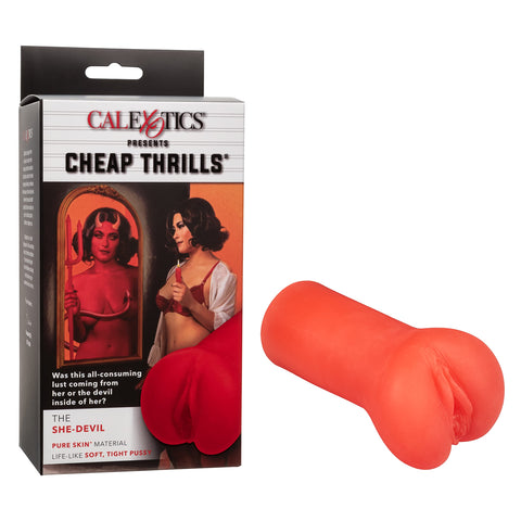 CalExotics Cheap Thrills The She Devil – Silicone Adult Male Sex Toy Sleeve – Red