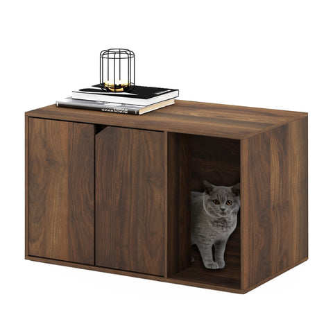 Furinno Peli Litter Box Enclosure Columbia Walnut
