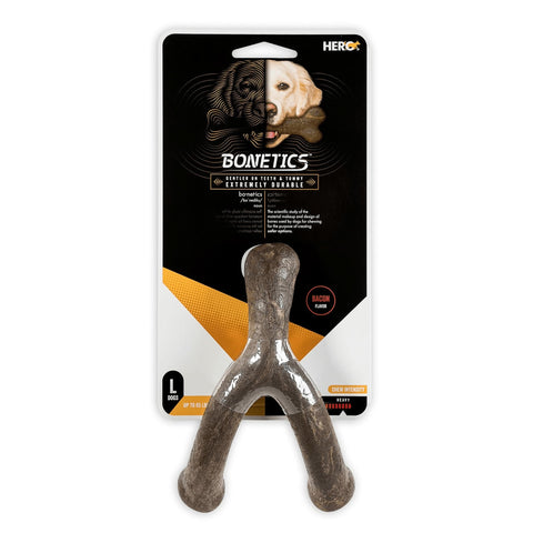 Hero | Bonetics Wishbone | Dog Bones | Puppy Bones | Dog Bones for Large Dogs, Up to 65 lbs (Bacon Flavor)