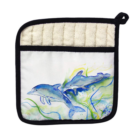 Betsy Drake PT002 Betsys Dolphins Pot Holder