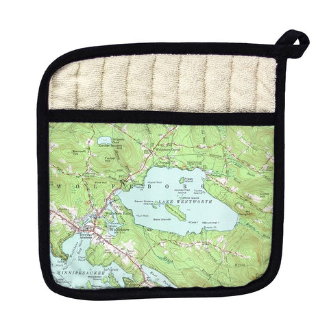 Betsy Drake PT654 Lake Wentworth NH Nautical Map Pot Holder