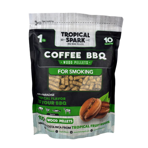 Tropical Spark Wood Pellets | Perfect for BBQ, Smoking, Grilling, Bake, Roast, Braise | Premium 100% All-Natural | Coffee Wood | 1 lb. Bag