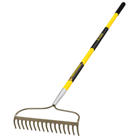 Truper 31380 Tru Pro 60-Inch 16 Teeth Forged Bow Rake, Fiberglass Handle, 10-Inch Grip