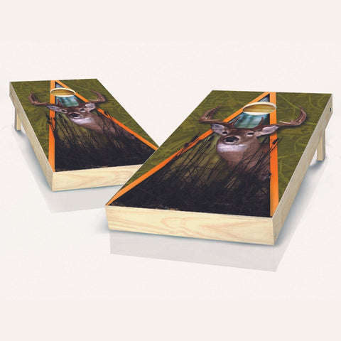 Skip's Garage Deer Cornhole Set - 2x4 Boards (All Weather Bags) - Include Carry Case