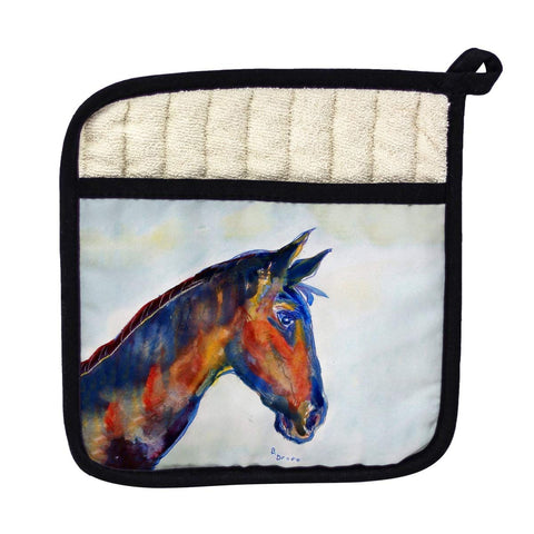 Betsy Drake PT090 Blue Horse Pot Holder