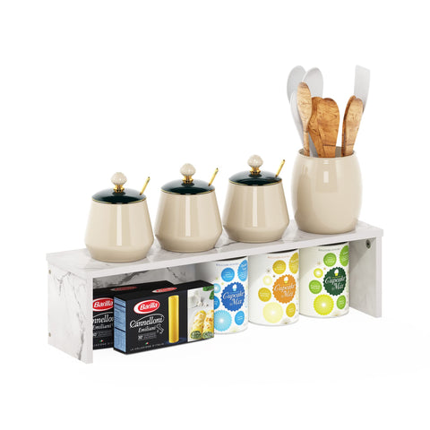 Furinno Helena Kitchen Counter Stackable Organizer Shelf, Set of 1, 23-Inch, Marble White