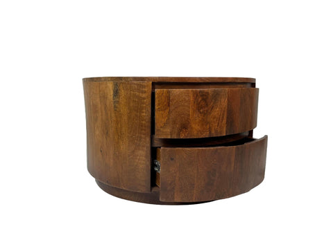 Christa 2-Drawer 30 inch Round Coffee Table Chestnut