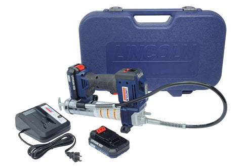 Lincoln 1884 PowerLuber 20 Volt Battery Powered Grease Gun with 36" Hose for Automotive, Agricultural, and Industrial Equipment, 10,000 PSI, Trigger-Operated, 2-Speed, (2) Lithium-Ion Battery Pack