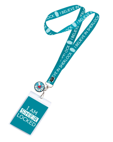 Sherlock Holmes I Am Sherlock with 2D Heart Sherlock Teal Lanyard Charm