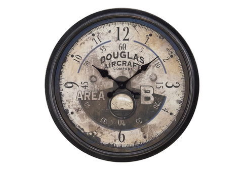 Monarch Specialties I 9055 Clocks, 20" Round, Wall Clock, Antique Brown, Transitional