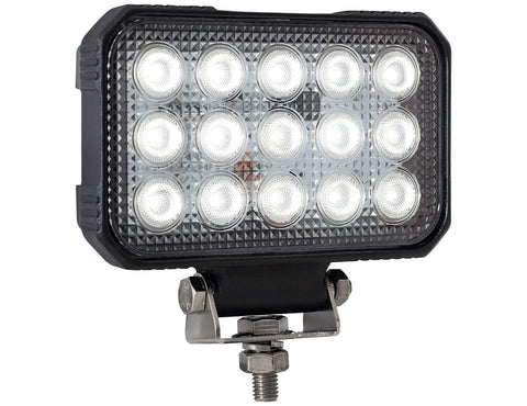 Buyers Products 1492190 Ultra Bright 6" Rectangular Clear LED Flood Light, 15 LEDs, 4,050 Lumens, Blunt Cut Connection w/Stud Mount, LED Lights for Trucks, Trailers, ATVs, Salt Spreaders & More