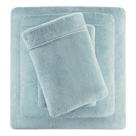 Oakestry 4Pc True North 14" All-Around Elastic Deep Pocket Soloft Plush Matching Pillow Case Solid Pattern Cozy Sheet Set, Wrinkle Resistant, Full, Aqua