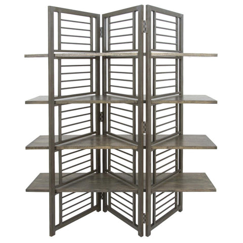 Yosemite Home Folding Floor Screen w/Shelves