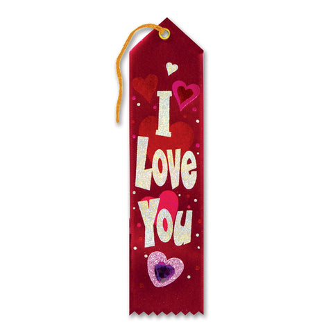 Beistle I Love You Jeweled Ribbon, 2" x 8", 6 Per Package