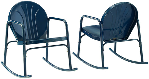 Griffith 2Pc Retro Outdoor Rocking Chair Set Navy Gloss - 2 Rocking Chairs
