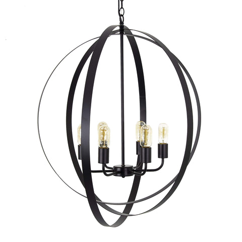 Yosemite Home Decor Tira 6-Light Orb Chandelier in Matte Black Finish