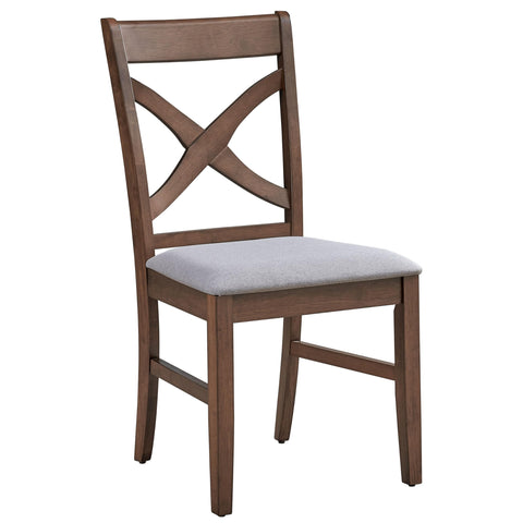 Acme Ferris Wood & Fabric Upholstered Side Chair in Brown (Set of 2)