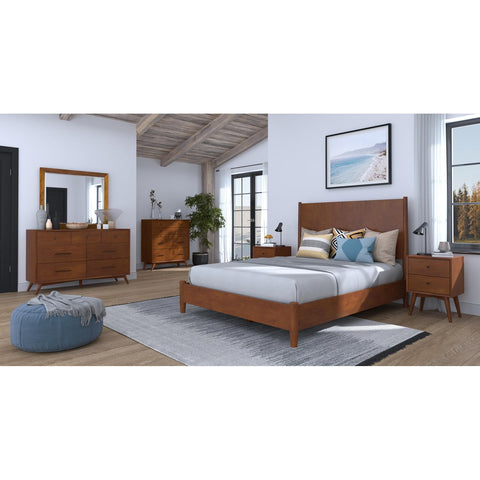 Alpine Furniture Flynn Mahogany and Okoume Veneer Platform Bed, Queen, Acorn