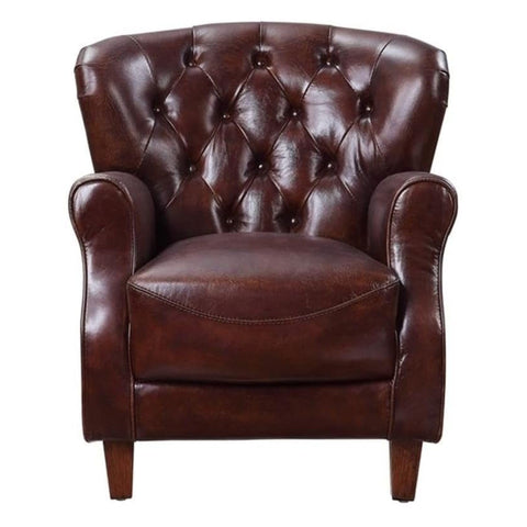 Oakestry Brancaster Accent Chair Vintage Brown Aluminum Upholstered Seating Modern Industrial Durable Comfortable Stylish Living Room Office Lounge Furniture Unique Design Premium Home Décor Chair