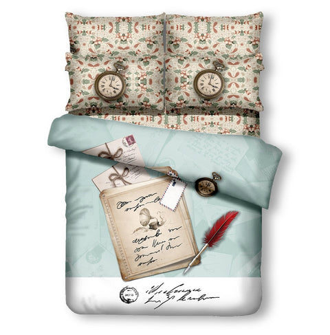 Dolce Mela DM500Q 6 Piece Duvet Cover Set, Queen, Clocks