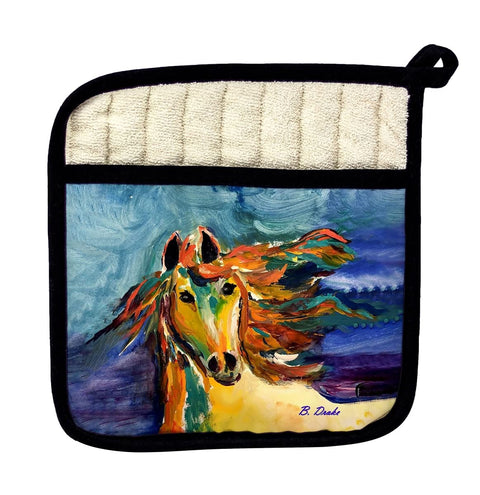 Betsydrake PT1173 Colorful Horse Pot Holder
