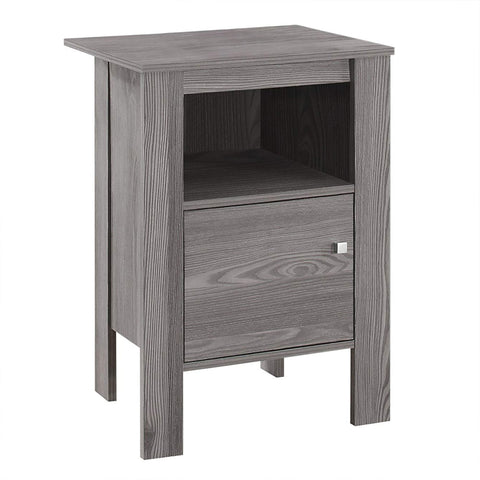 Monarch Specialties ACCENT TABLE-GREY NIGHT STAND WITH STORAGE, 17.25" L x 14" D x 24.25" H