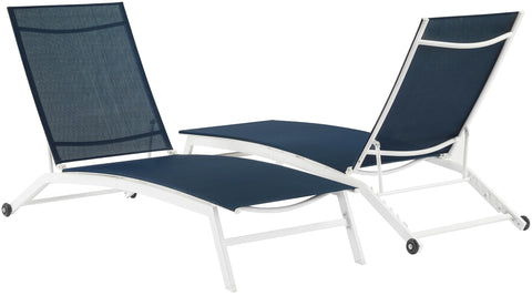 Weaver 2-Piece Outdoor Chaise Lounge Set Navy/White - 2 Lounge Chairs