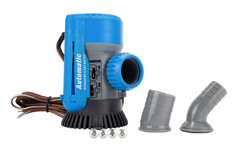 TRAC-Outdoor Products Automatic Bilge Pump, 800/1100 GPH, 3/4" & 1-1/8" Outlet - Designed for Easy Installation and Retrofitting - Ideal for All Watercraft (69311) (3004.7234)