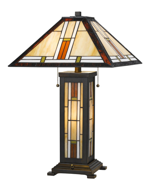 Cal 60W X 2 Tiffany Table Lamp with 7W Night Light