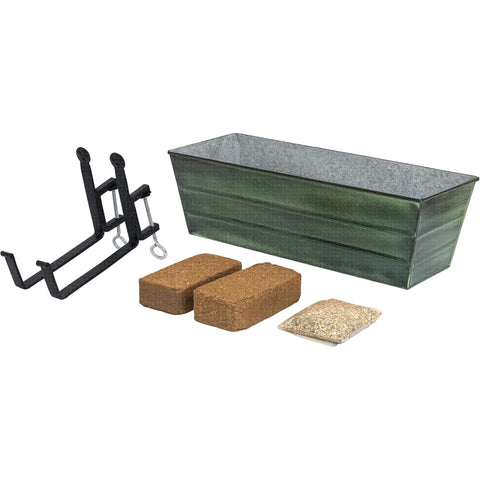 Oakestry Bloom Box Garden Growing Kit, Medium Green with Clamp-On Brackets – Instant Container Garden for Flowers, Herbs, Greens & Strawberries