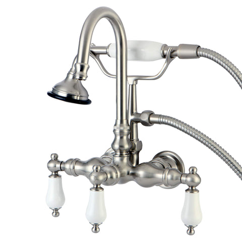 Kingston Brass Aqua Eden AE11T8 Vintage Wall Mount Clawfoot Tub Faucet, Satin Nickel