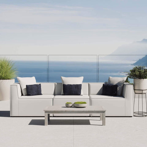 Modway EEI-4379-WHI Saybrook Patio Upholstered 3-Piece Sectional Sofa in White