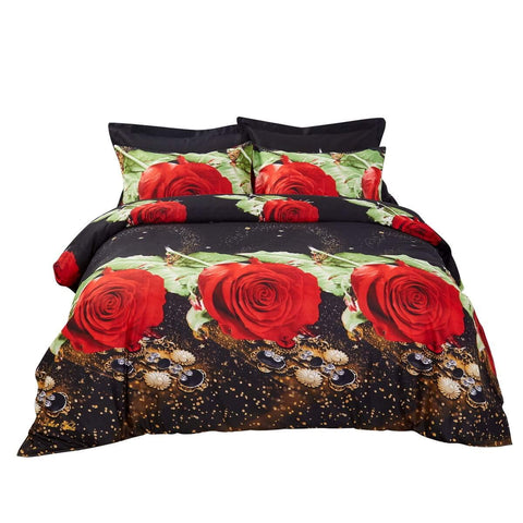 Dolce Mela DM707Q Duvet Cover Set, Brown Red