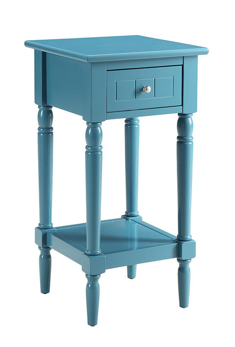 Convenience Concepts French Country Khloe 1 Drawer Accent End Table 14" - Traditional Farmhouse Side Table with Storage Drawer and Shelf for Living Room, Blue