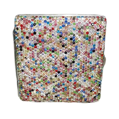 Cigarette Case Metal Storage Case Hold 20 Regular Size Cigarettes Smoke Holder, Colorful Rhinestones