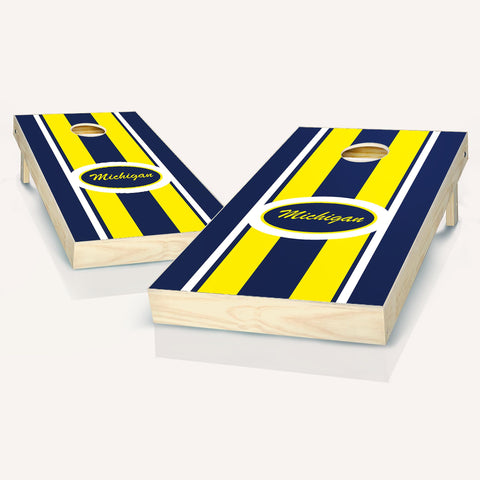 Michigan Stripe Cornhole Set - 2x4 Boards (Corn Filled Bags) - Include Case + Score Tower