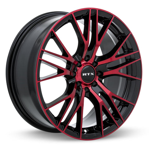 RTX VERTEX Custom Wheel - 18x8, 40 Offset, 5x114.3 Bolt Pattern, 73.1mm Hub - Black with Machined Red Face Rim