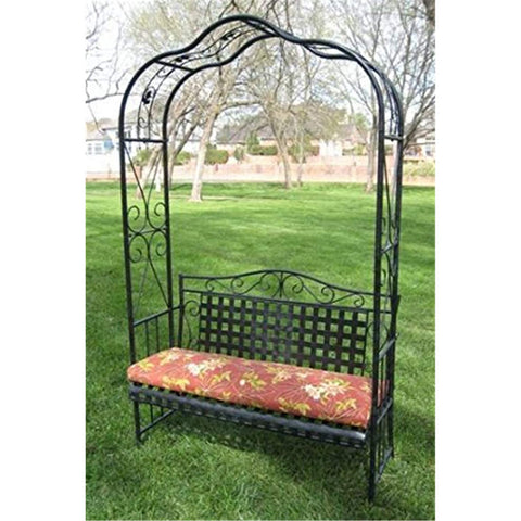 MANDALAY IRON PATIO ARBOR BENCH in ANTIQUE BLACK - PATIO FURNITURE