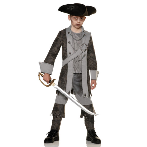 UNDERWRAPS Kids Ghost Pirate Costume - Halloween Costumes, Pirate Captain Costume for Boys (Large (10-12))