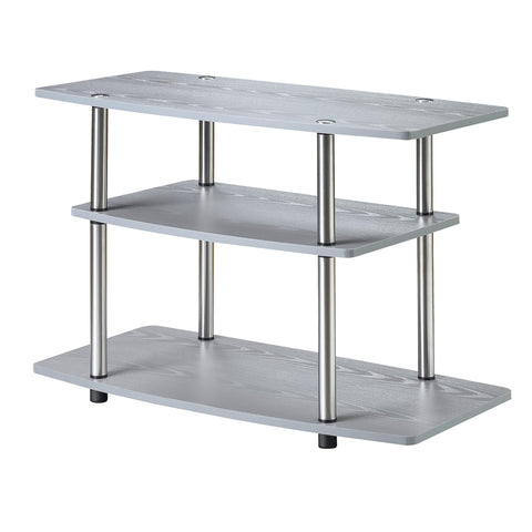Convenience Concepts Designs2Go No Tools 3-Tier TV Stand 31.5" - Entertainment Center for TVs up to 37 Inches, Modern TV Console with Shelves for Living Room, Family Room, Gray
