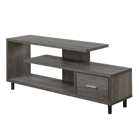 Convenience Concepts Seal II TV Stand 23.75" - 3-Tier Entertainment Center for TVs up to 65 Inches, Modern 1 Drawer TV Mount with Shelves for Living Room, Weathered Gray
