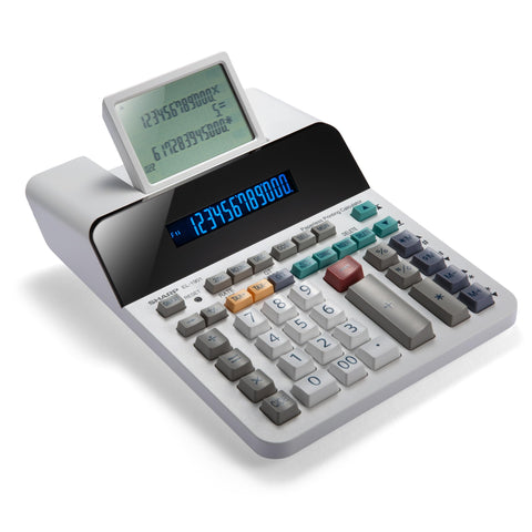 Sharp Paperless Printing Desk Calculator w/Check and Correct, Large 12-Digit LCD Primary Display, Printing Calculator/Adding Machine with Scrolling LCD Display Replacing Paper (EL-1901)
