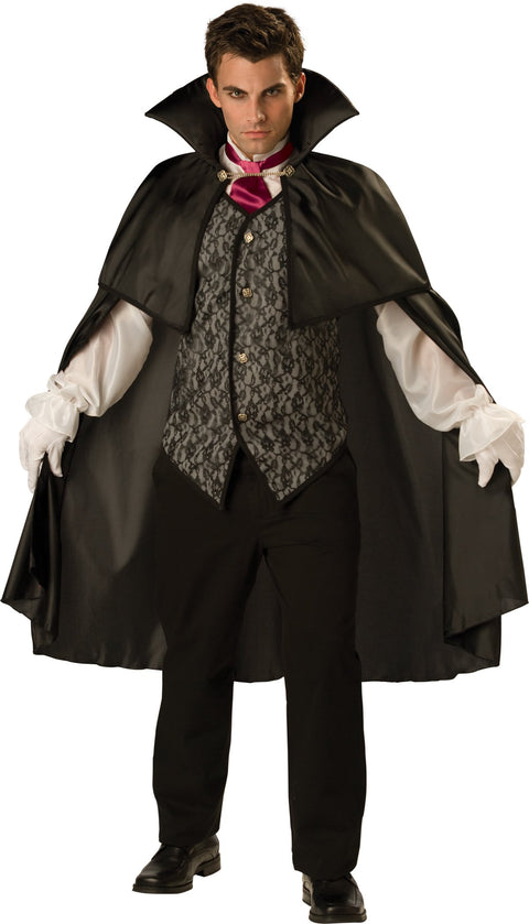 InCharacter Costumes, LLC Men's Midnight Vampire Costume with Vest and Dickie, Black, Large
