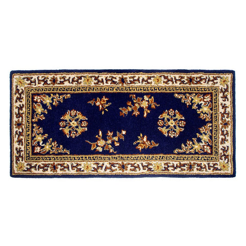 Minuteman International Blue Oriental Wool Hearth Rug, Rectangular