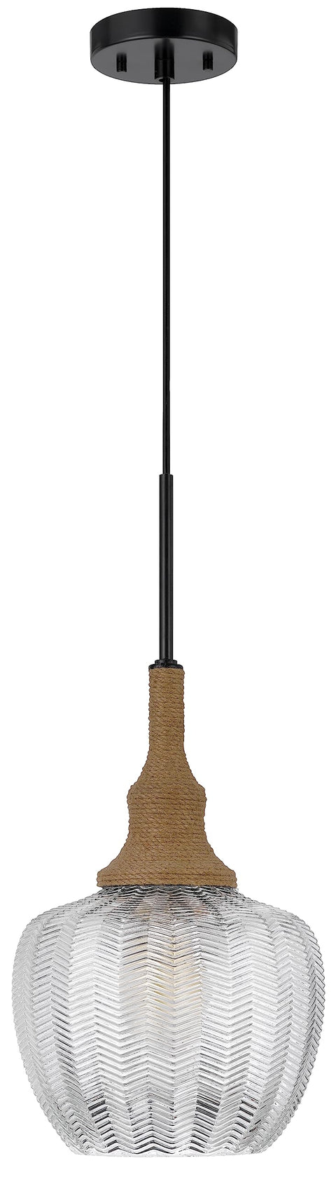 Cal Monroe 60W Glass Pendant Light with Burlap Roped Font