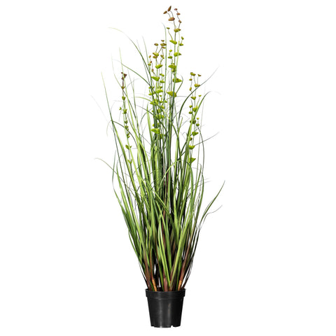 Vickerman Everyday 36" Artificial Green Grass and Eucalyptus with Black Plastic Pot - Faux Grass Plant Decor - Home Or Office Indoor Greenery Accent