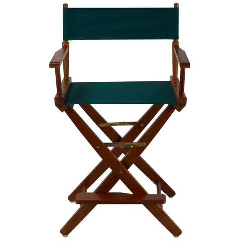 Oakestry American Trails Extra-Wide Director’s Chair,Foldable Counter-Height Chair with Canvas Seat/Back, Footrest, 24" Seat Height, 300 lbs Capacity (Mission Oak Frame/Hunter Green Canvas)
