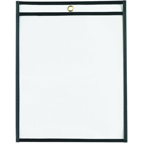BOX USA Stitched Job Ticket Holders, Top Loading, 8 1/2 x 11", Clear with Black Edging, Reusable Vinyl, Double-Sided Dry Erase, Use to Protect and Store Documents for Office and Warehouse, Case of 25