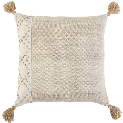 Rizzy Home Color Block 20" x 20" Down Pillow with Poly Pet Cover Ivory/Blush