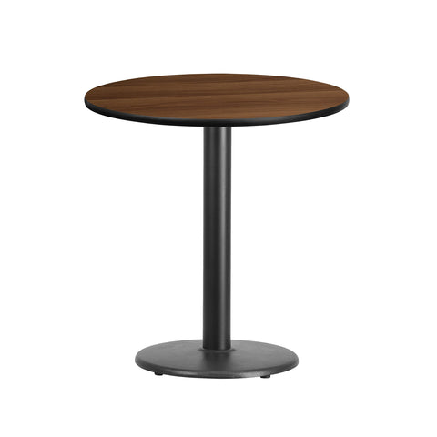 Flash Furniture 24'' Round Walnut Laminate Table Top with 18'' Round Table Height Base